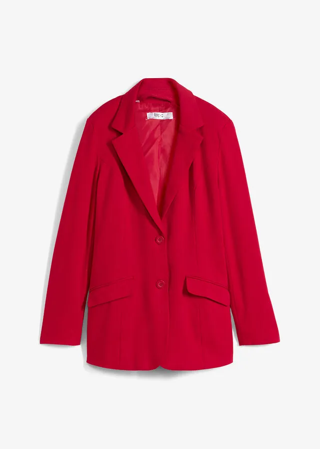 Americana larga de punto de algodón estilo boyfriend rojo cayena