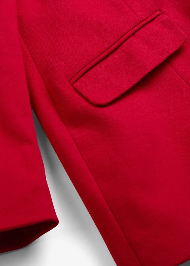 Americana larga de punto de algodón estilo boyfriend rojo cayena