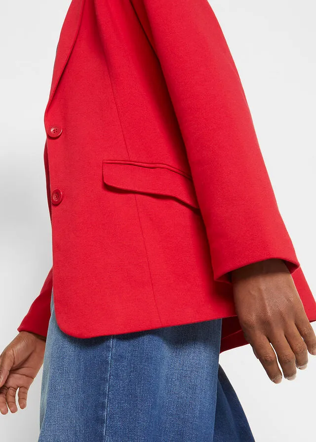 Americana larga de punto de algodón estilo boyfriend rojo cayena