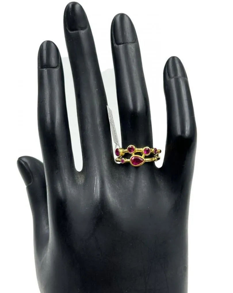 ANILLOS DORADOS Y FUCSIAS PARA MUJER CON PEDRERIA PARA BODAS