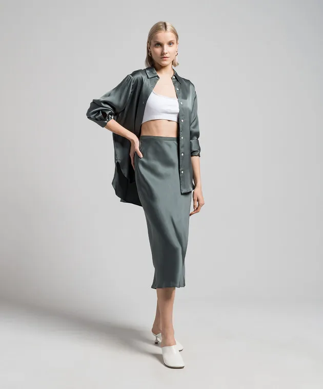 Anine Bing Monica green silk blouse