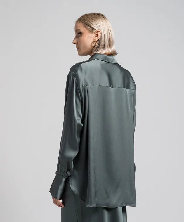 Anine Bing Monica green silk blouse