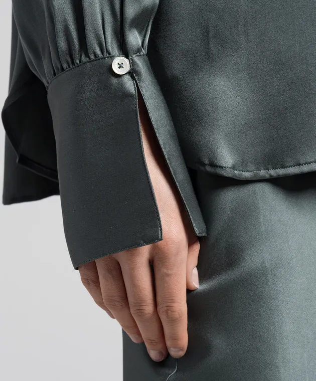 Anine Bing Monica green silk blouse