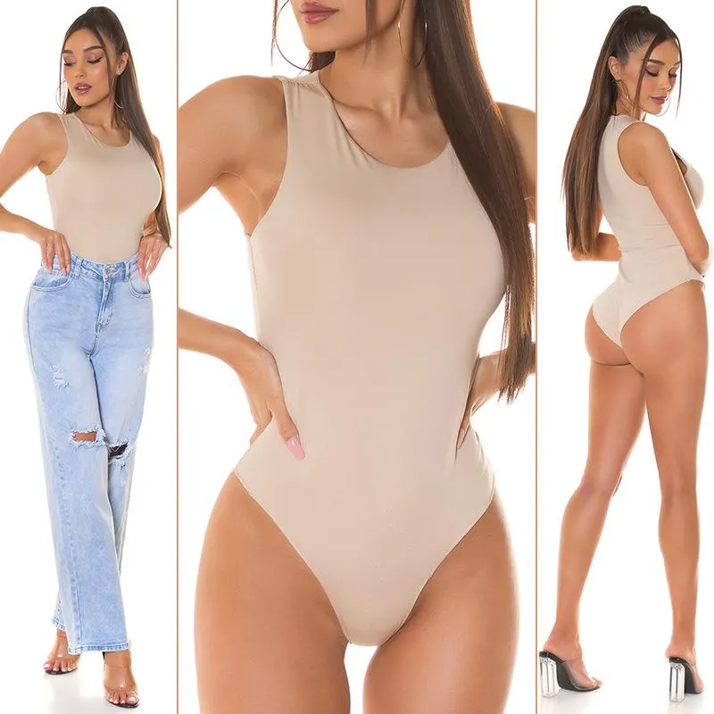 Body básico cuello redondo beige