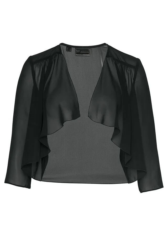 Bolero de gasa con poliéster reciclado Negro