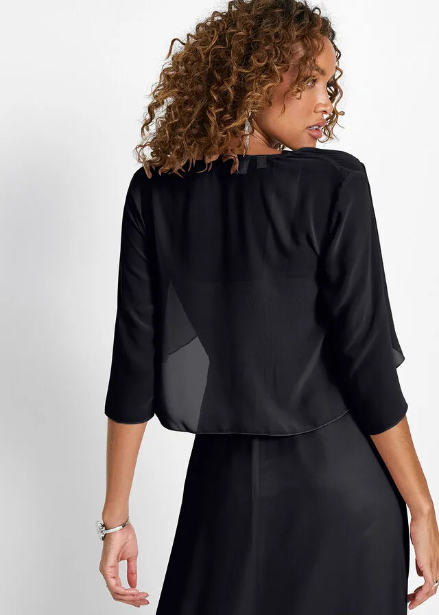 Bolero de gasa con poliéster reciclado Negro