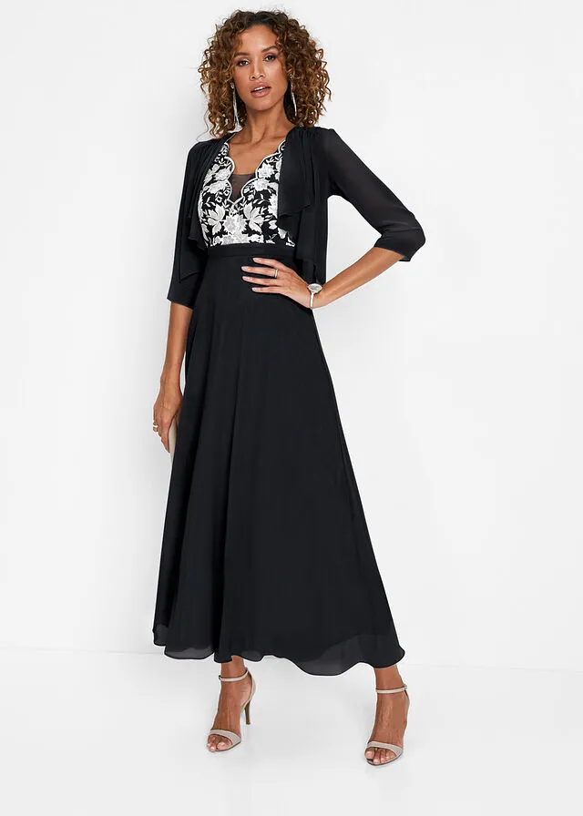 Bolero de gasa con poliéster reciclado Negro