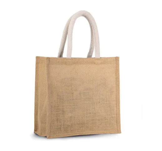 Bolsa Estilo Cesta De Tela De Yute, Modelo Mediano