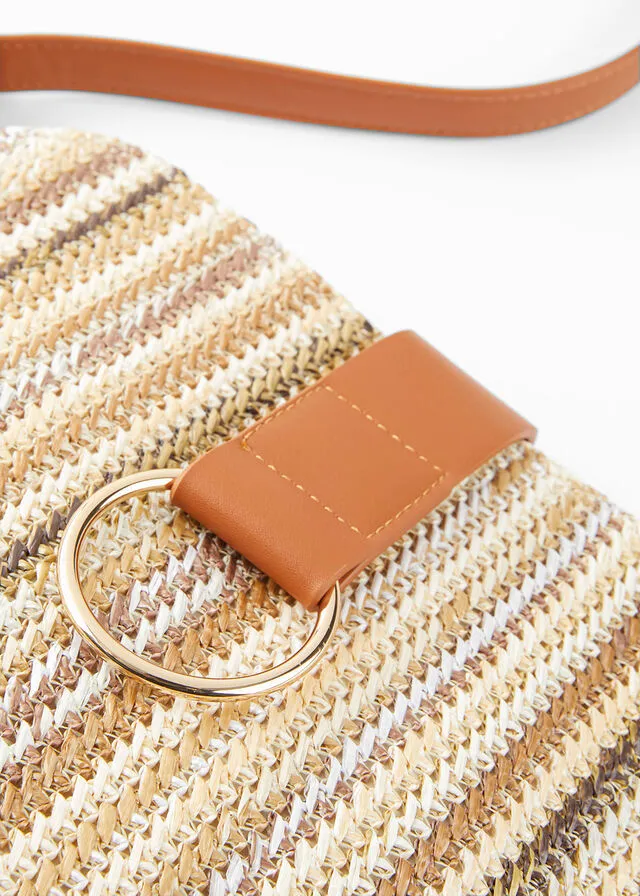 BOLSO DE ESTILO BANDOLERA DE PAJA NATURALCOñAC