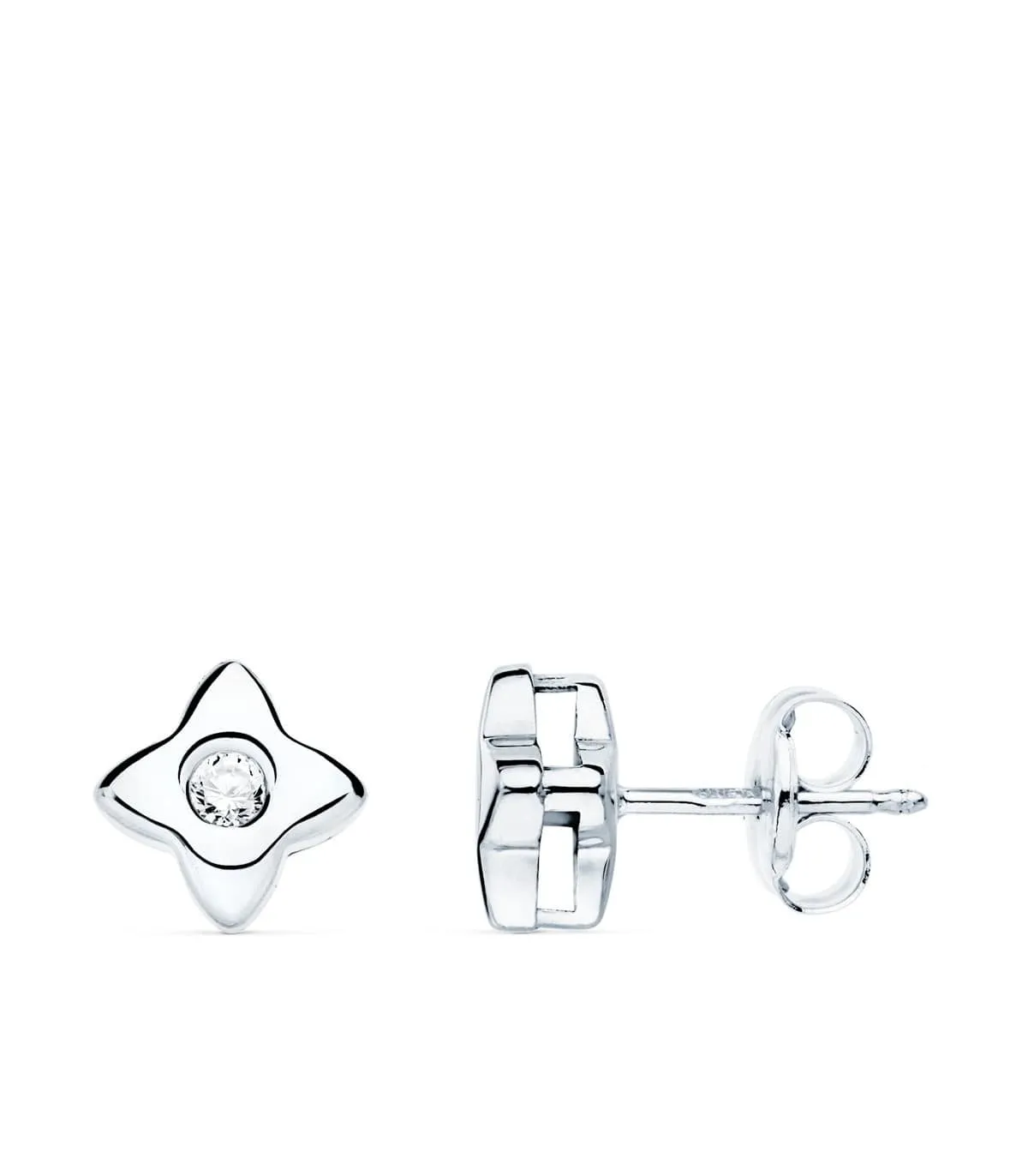 Boucles d'oreilles Étoile Diamants 0.100 Ct. Or Blanc 18K