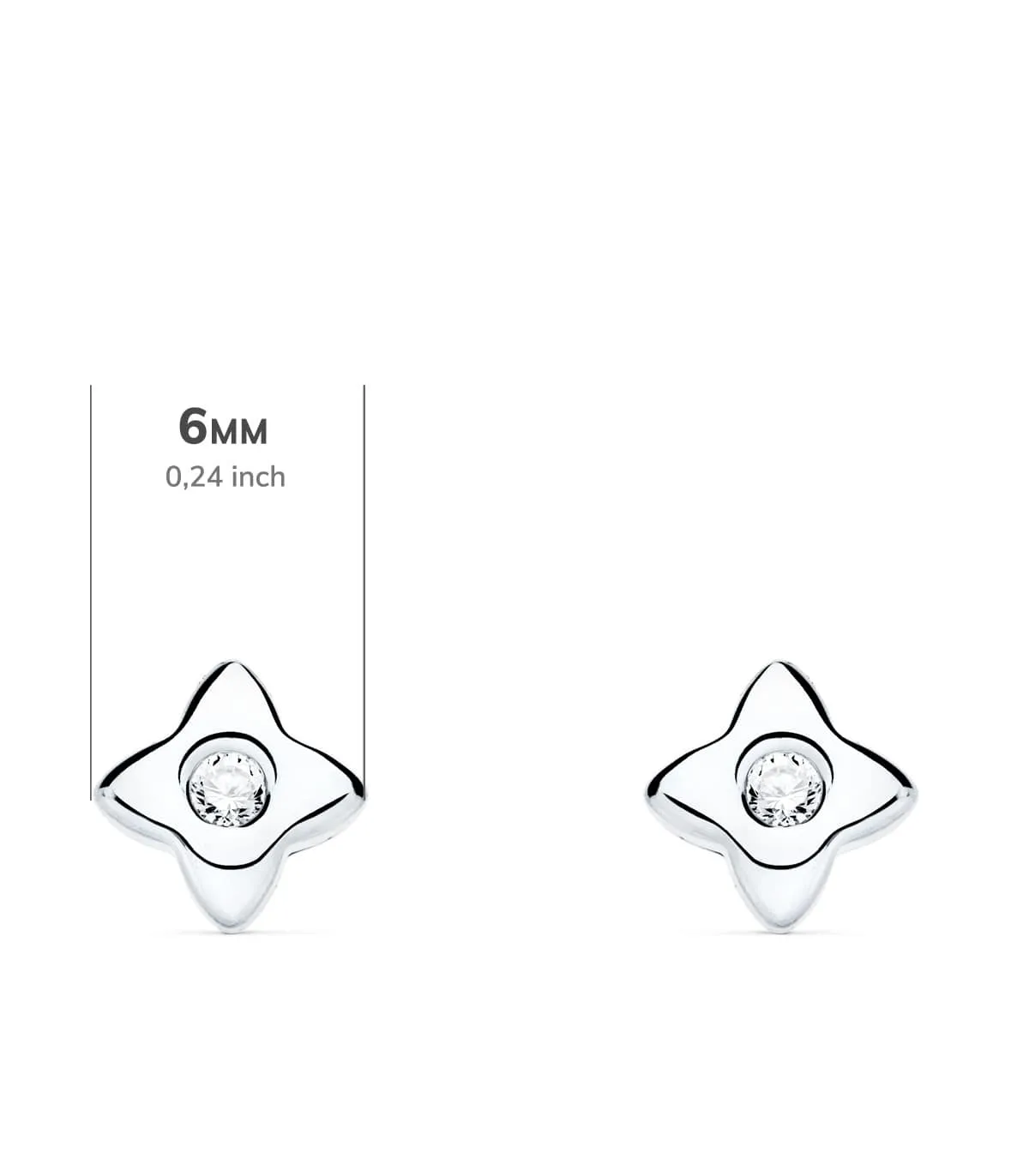 Boucles d'oreilles Étoile Diamants 0.100 Ct. Or Blanc 18K