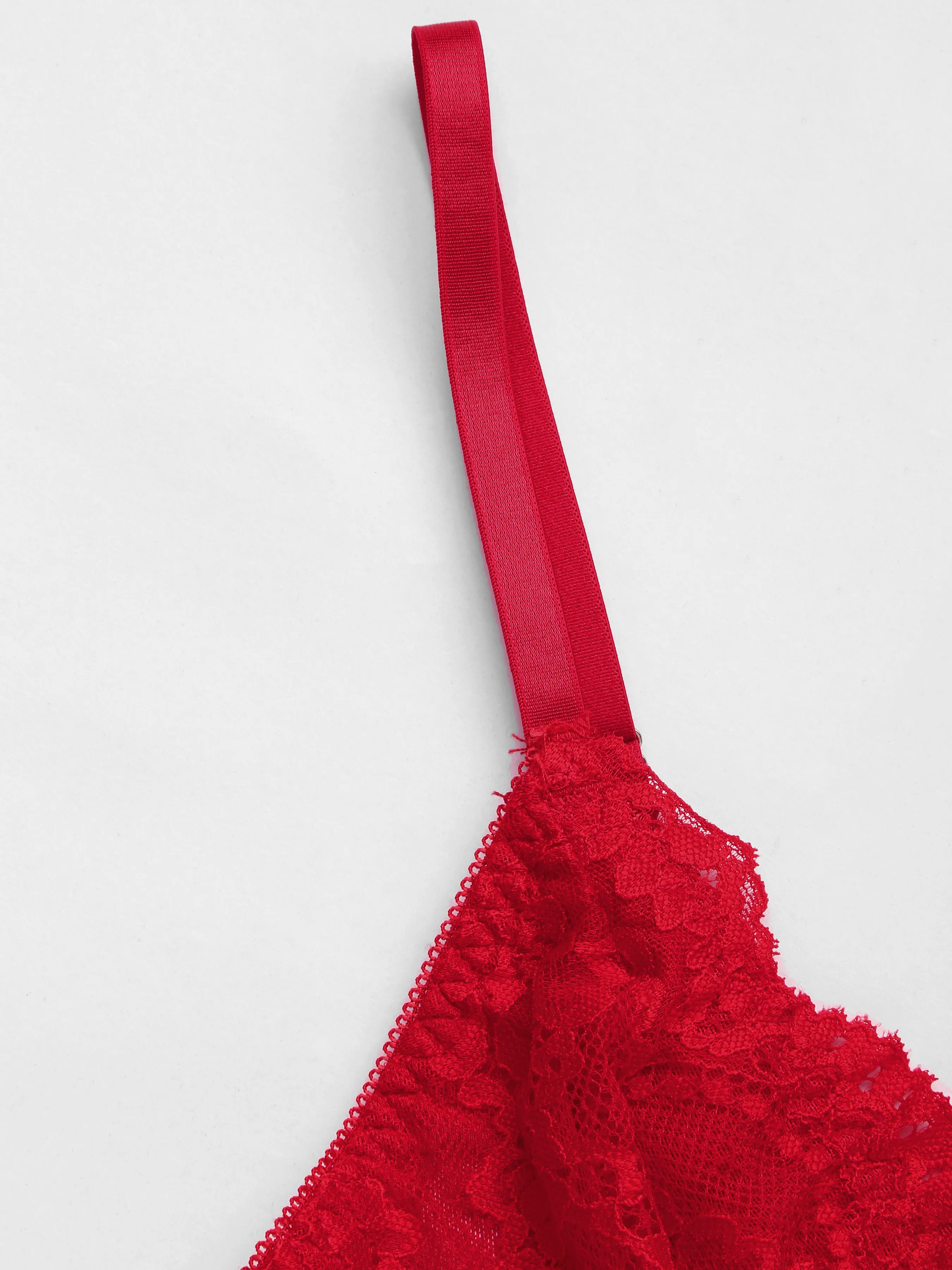 Bralette de Encaje con Ribete de Ola Sólido