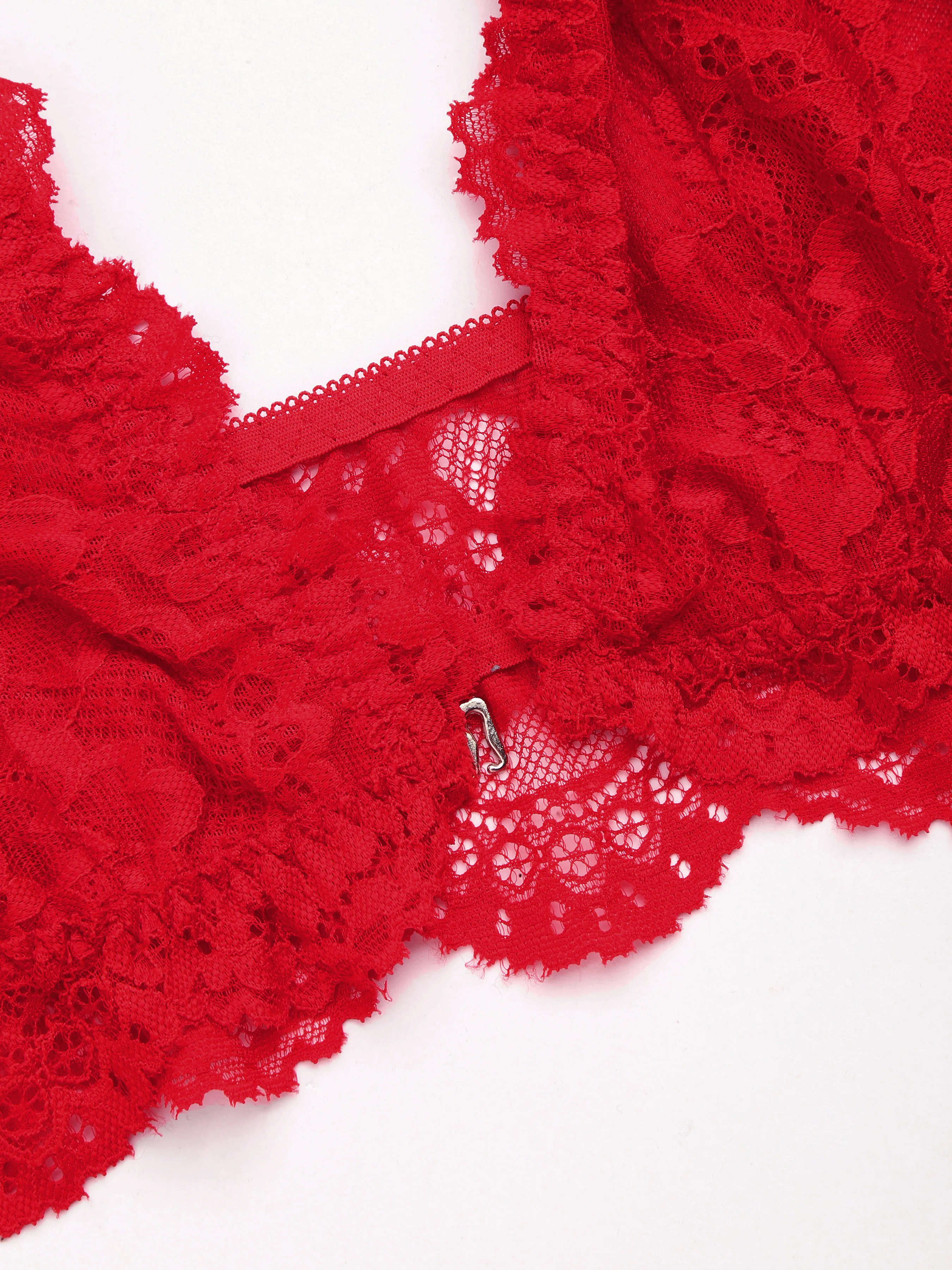 Bralette de Encaje con Ribete de Ola Sólido