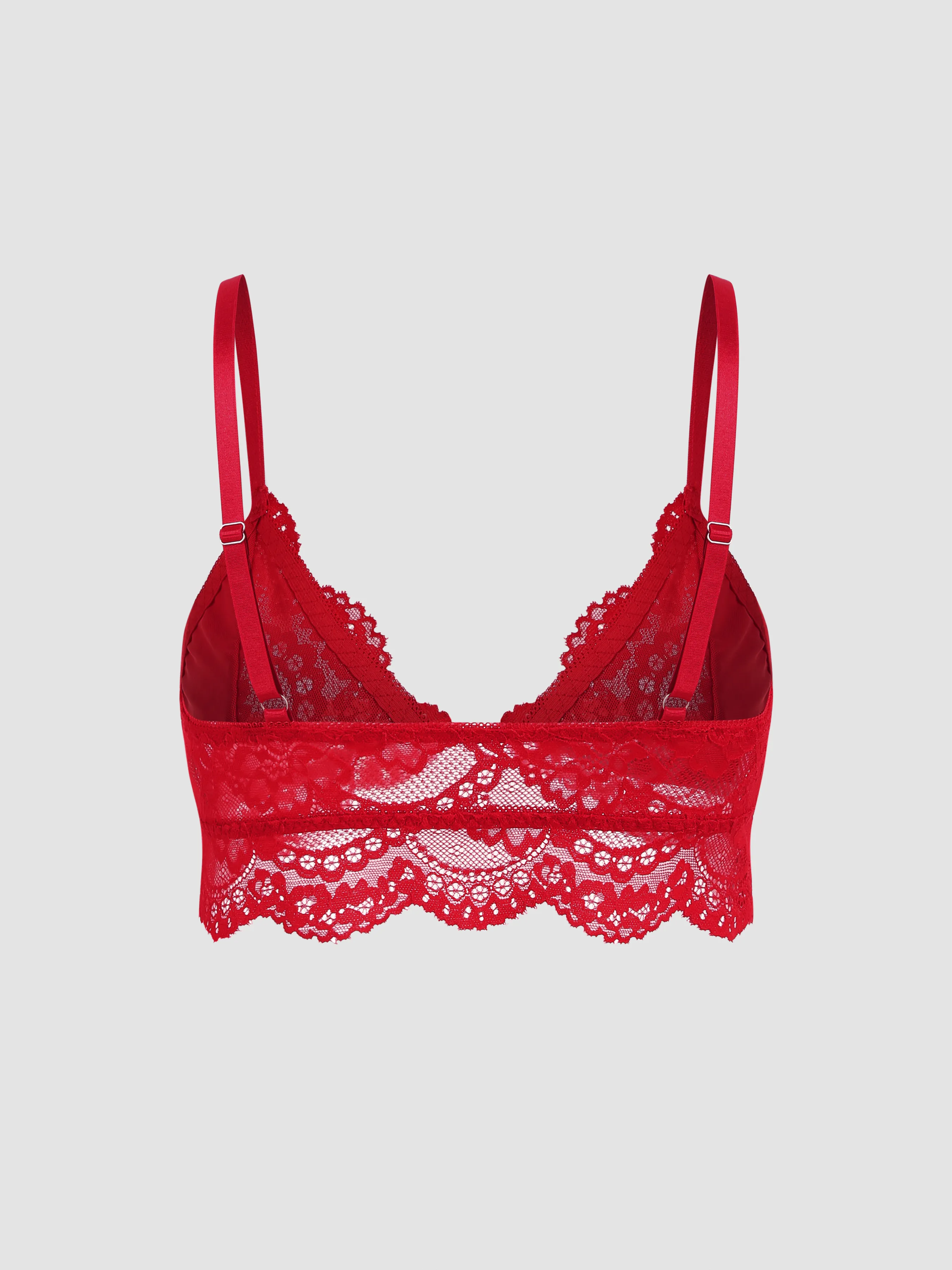 Bralette de Encaje con Ribete de Ola Sólido