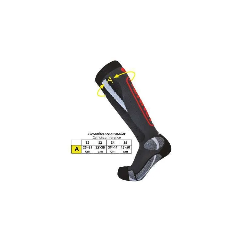 Calcetín de montaña Monnet Power2Ski (Negro)