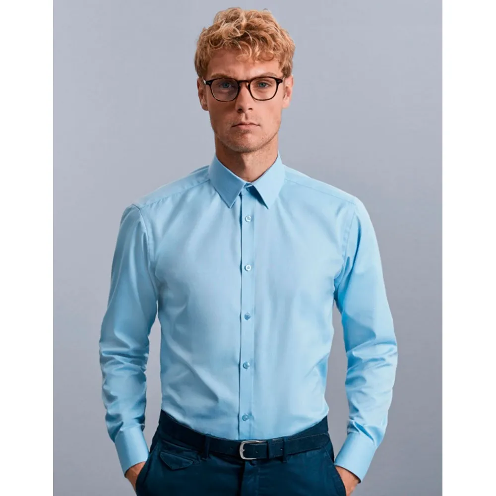 Camisa en espiguilla manga larga hombre