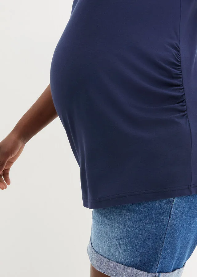 Camiseta con encaje de viscosa sostenible Azul marino