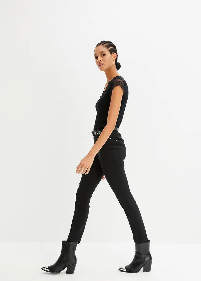 Camiseta de encaje Negro