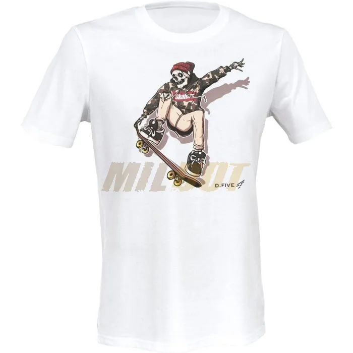 Camiseta DEFCON 5 Skull Skateboard blanca
