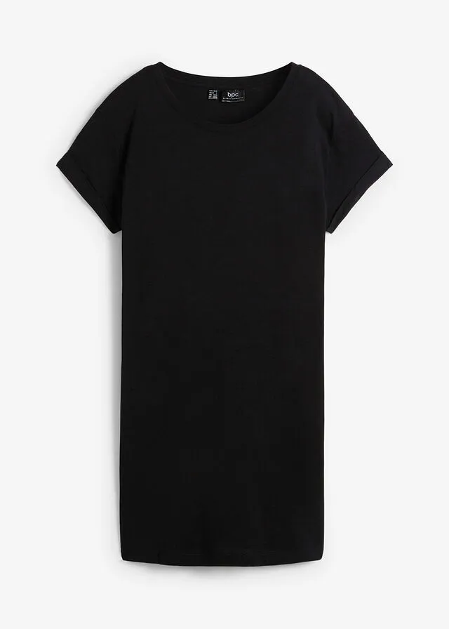 Camiseta larga estilo boxy de manga corta Negro