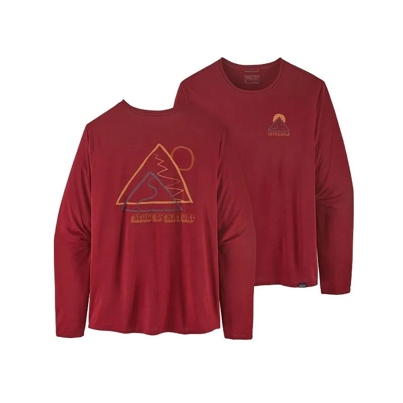 CAMISETA PATAGONIA L/S CAP COOL DAILY GRAPHIC SHIRT (SLOW GOING: WAX RED XDYE) HOMBRE