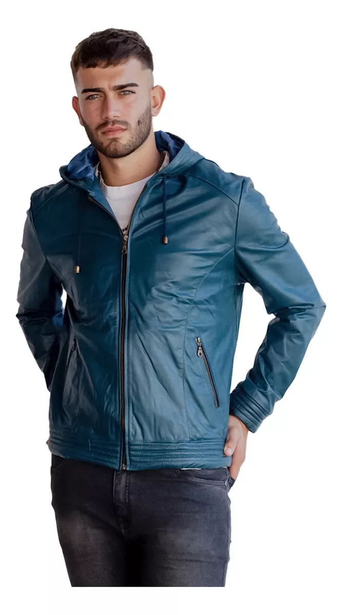 Campera De Cuero Vacuno 100% Legitimo De Hombre Con Capucha 