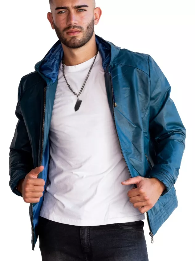 Campera De Cuero Vacuno 100% Legitimo De Hombre Con Capucha 