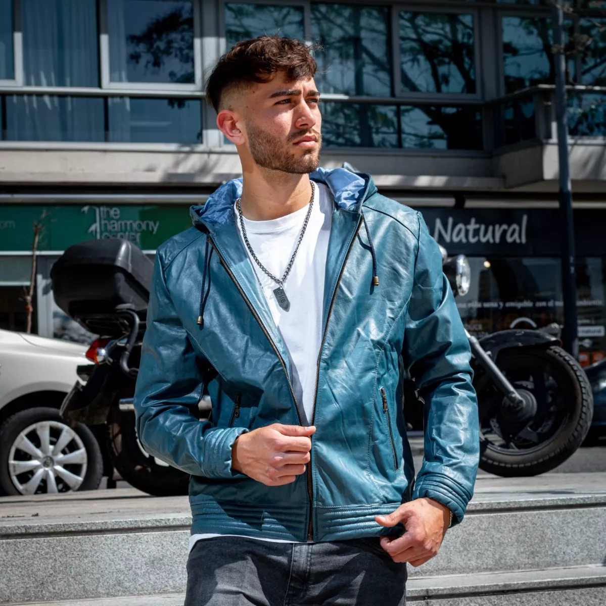 Campera De Cuero Vacuno 100% Legitimo De Hombre Con Capucha 