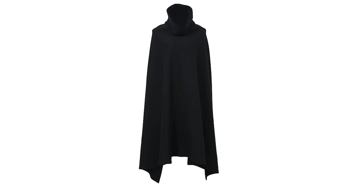 Capa de cuello alto Yohji Yamamoto en cachemir negro 