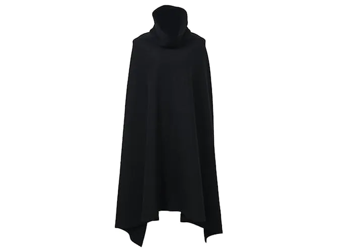 Capa de cuello alto Yohji Yamamoto en cachemir negro 