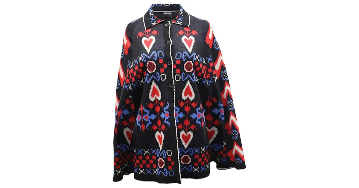 Capa estampada Anna Sui de lana negra 