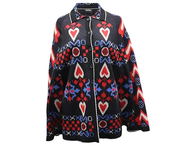 Capa estampada Anna Sui de lana negra 