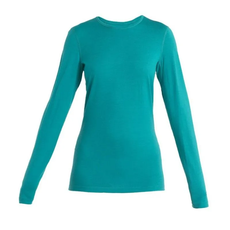 Capa intermedia de mujer Icebreaker Merino 200 Oasis LS Crewe (Flux green)
