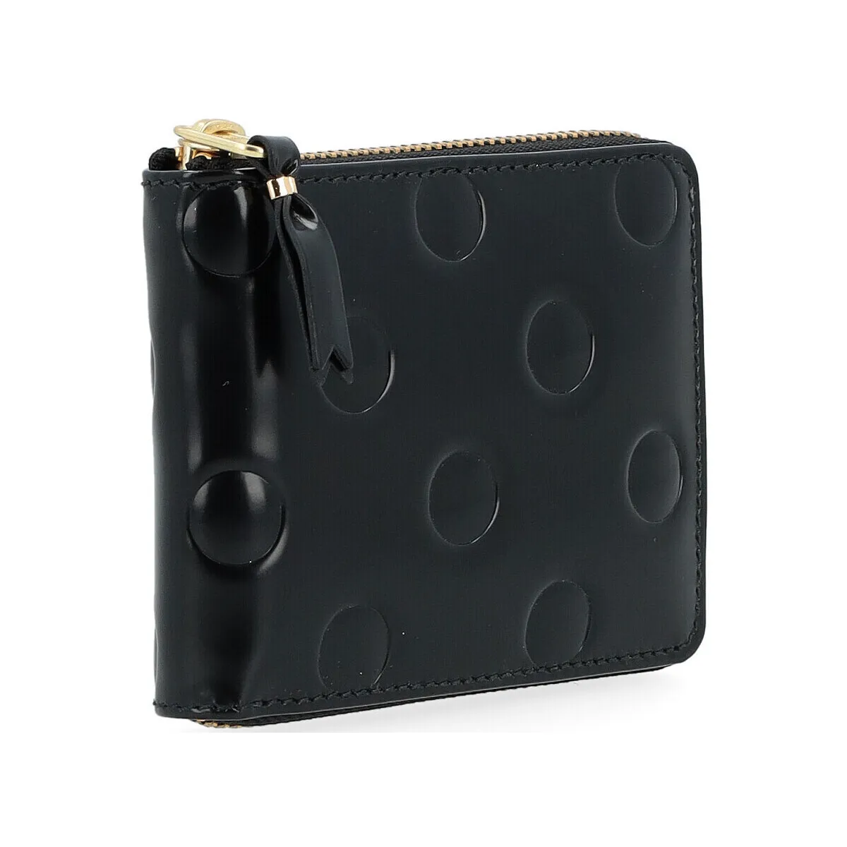 Cartera Comme Des Garçons Wallet cuero negro brillante con