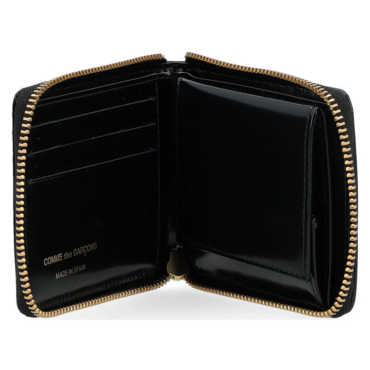Cartera Comme Des Garçons Wallet cuero negro brillante con