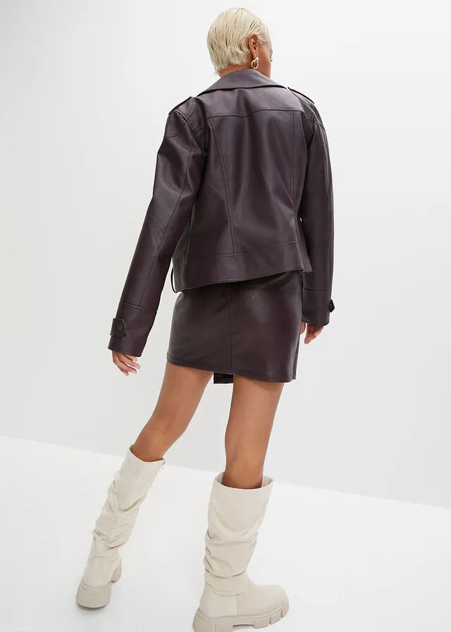 Cazadora de estilo biker Berenjena