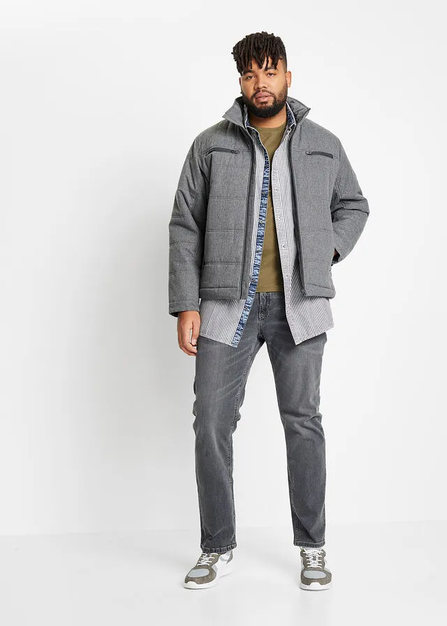 Cazadora de estilo biker Gris jaspeado