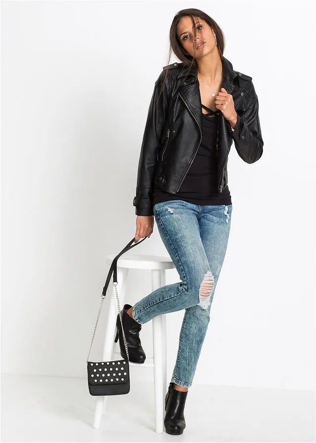 Cazadora de estilo biker Negro