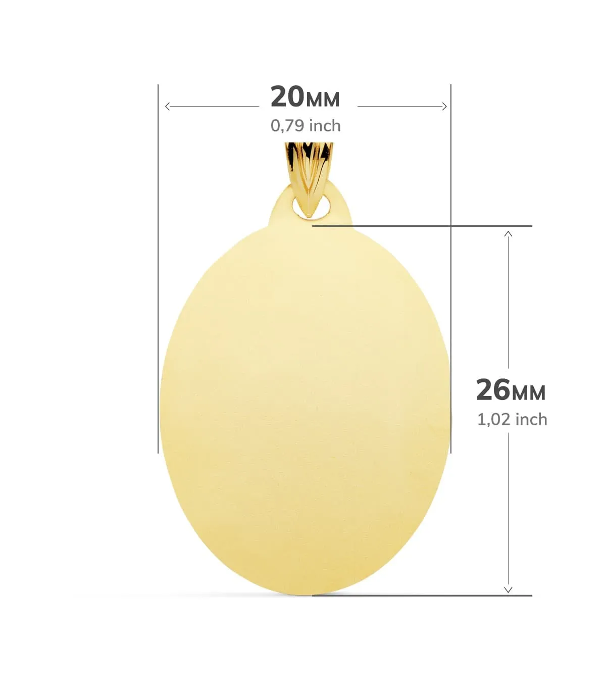 Chapa Oval Brillo Oro 18K 26mm