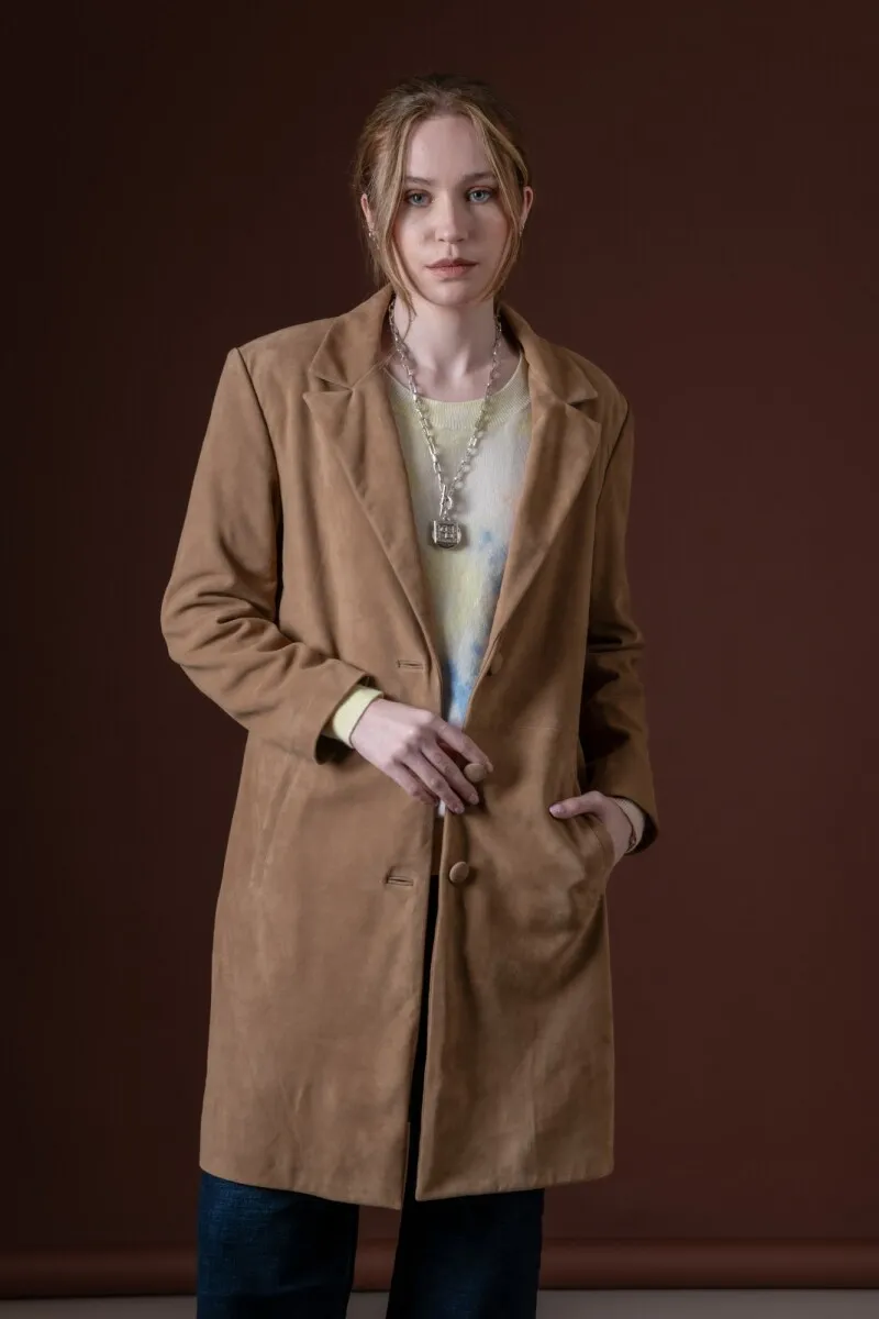 Chaqueta gamuza larga
