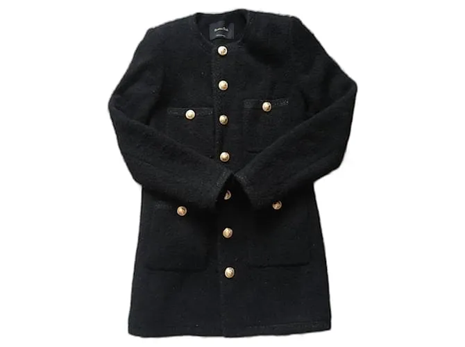 Chaqueta Massimo Dutti lana negra botones dorados/Capa Negro Gold hardware 