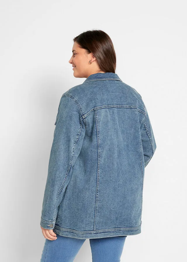 Chaqueta vaquera elástica de estilo boyfriend Denim desgastado