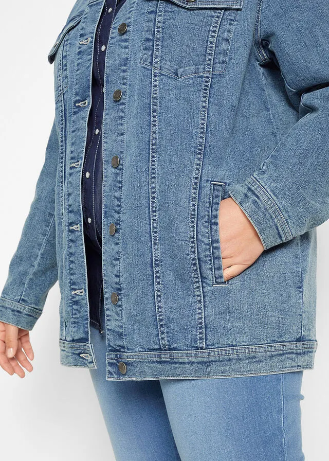 Chaqueta vaquera elástica de estilo boyfriend Denim desgastado