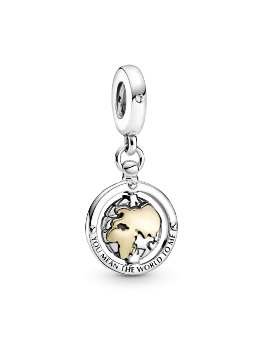 Charm Colgante plata y oro Mundo Giratorio 799303C01