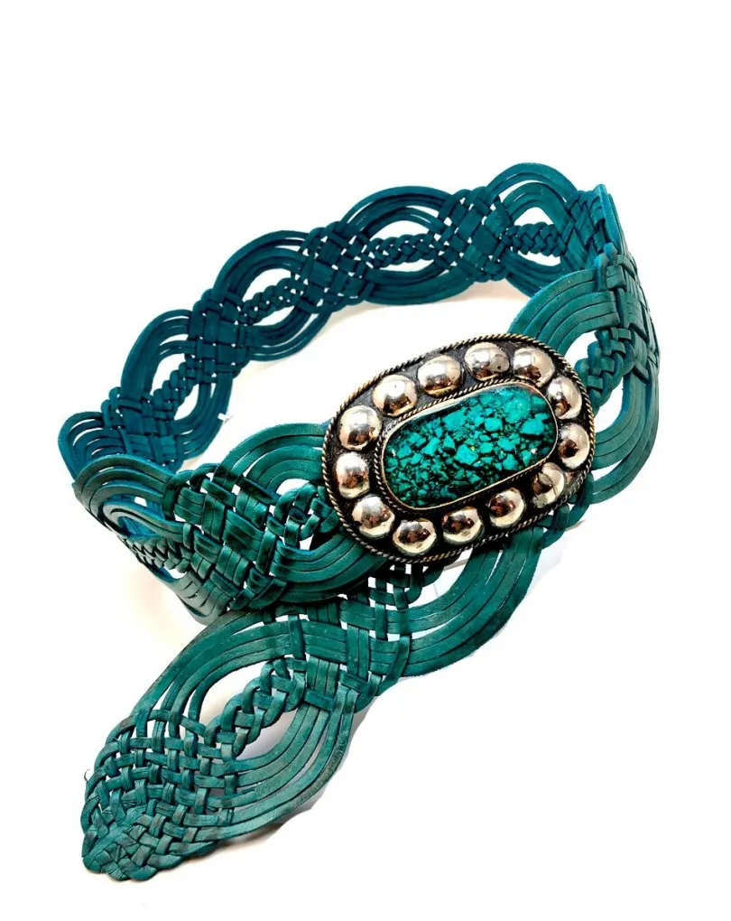 CINTURONES DE PIEL AZULES ANCHOS ESTILO BOHO CHIC