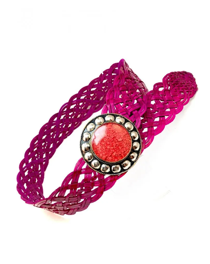 CINTURONES DE PIEL FUCSIAS ANCHOS ESTILO BOHO CHIC