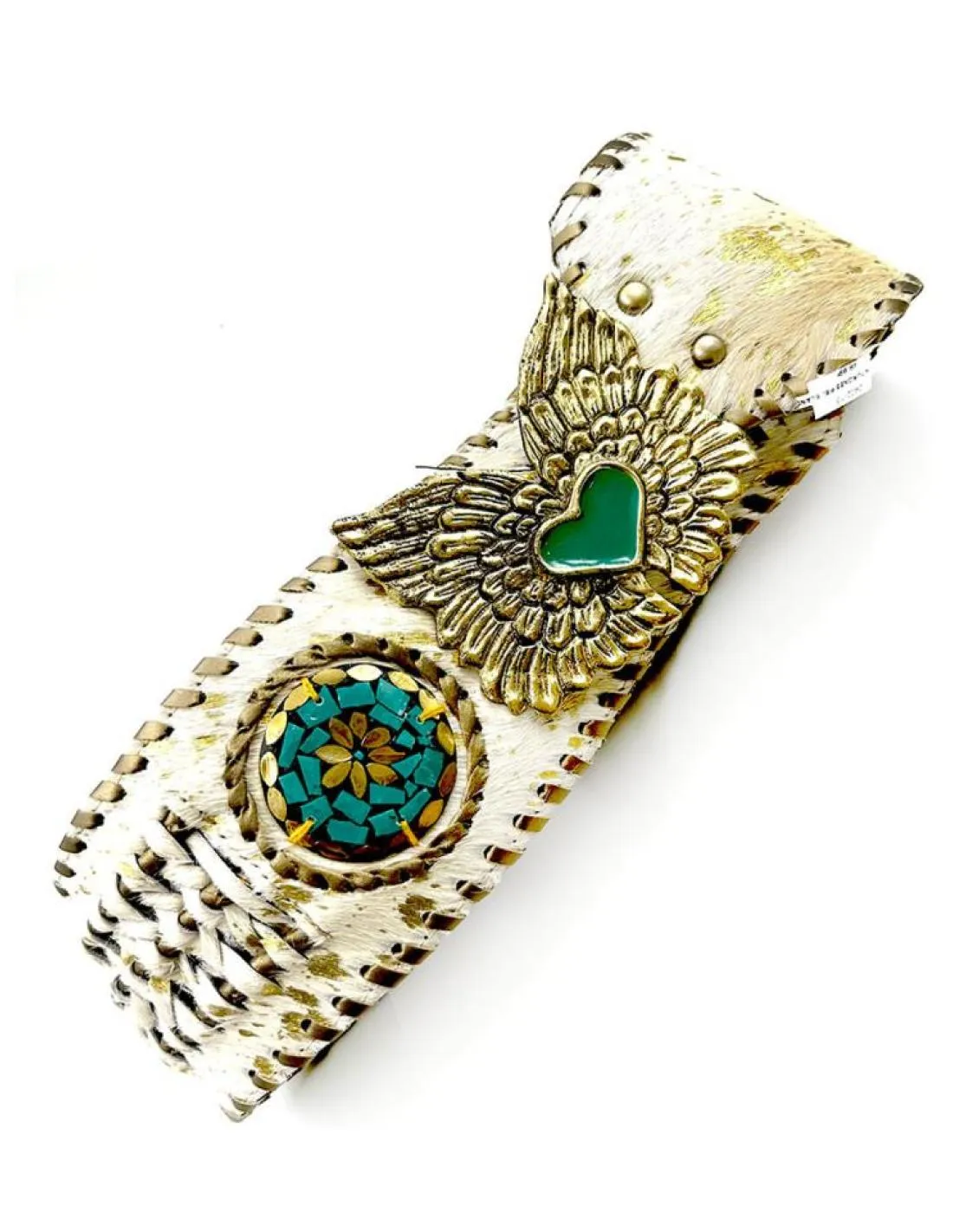 CINTURONES PIEL BLANCOS ESTILO IBIZA Y BOHO CHIC CON HEBILLA ALAS Y CORAZON