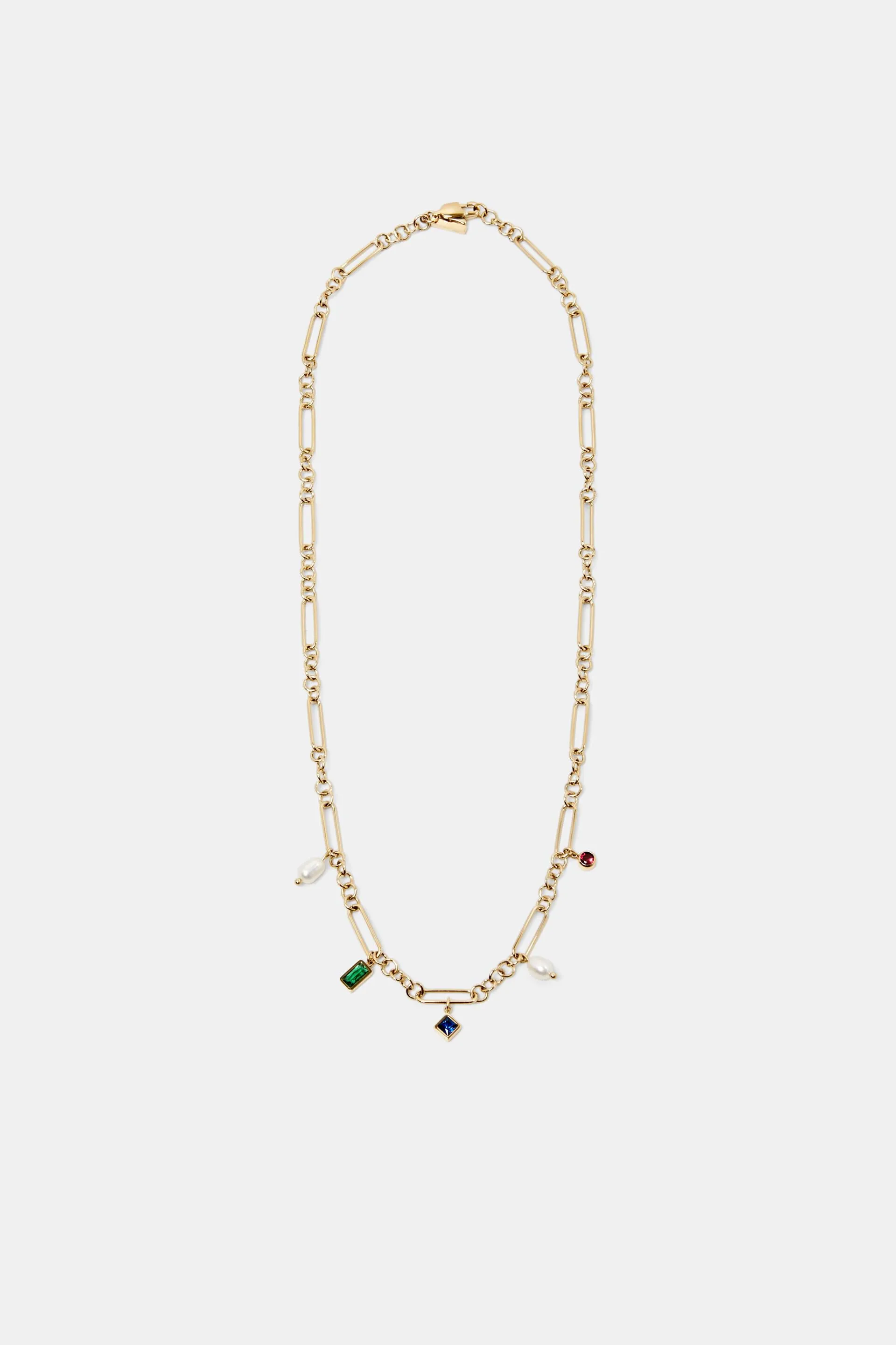 Collar estilo cadena de acero inoxidable con charms