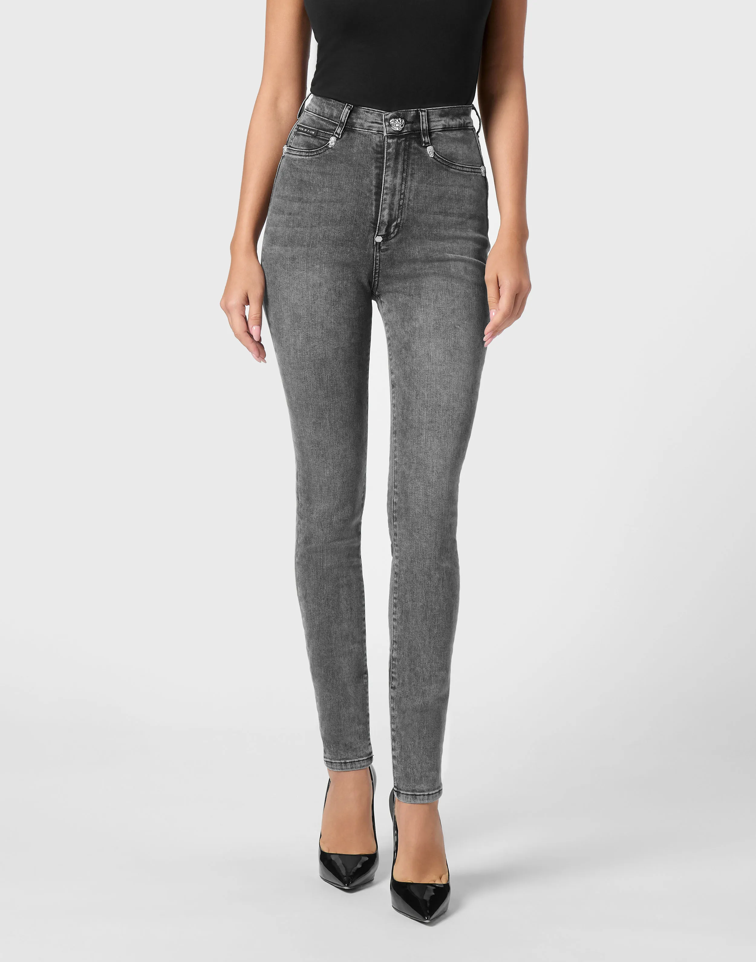 Crystal Skull Denim Super High Waist Jegging