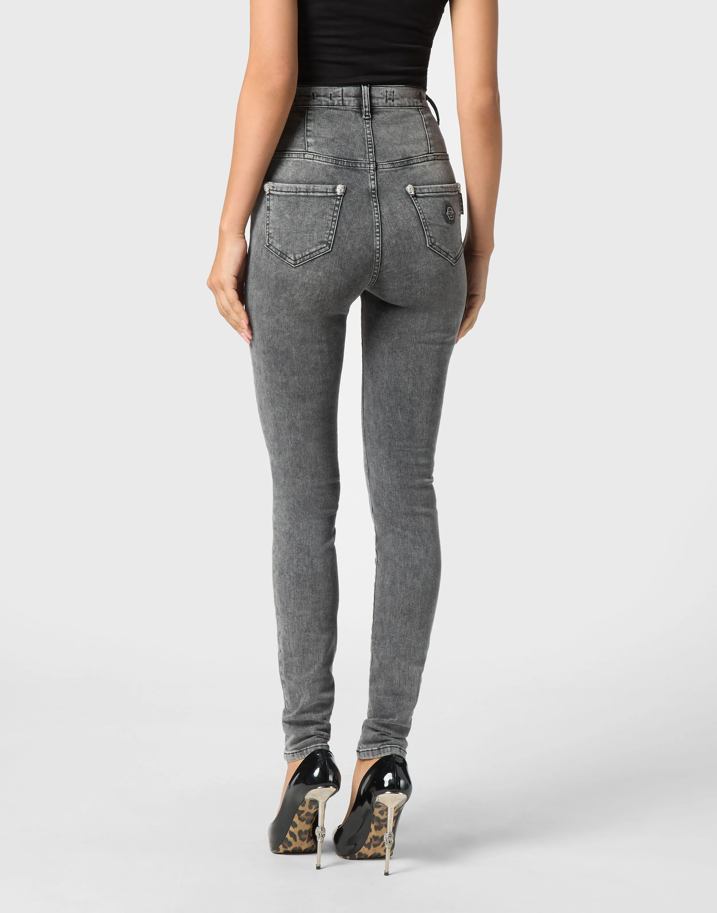 Crystal Skull Denim Super High Waist Jegging